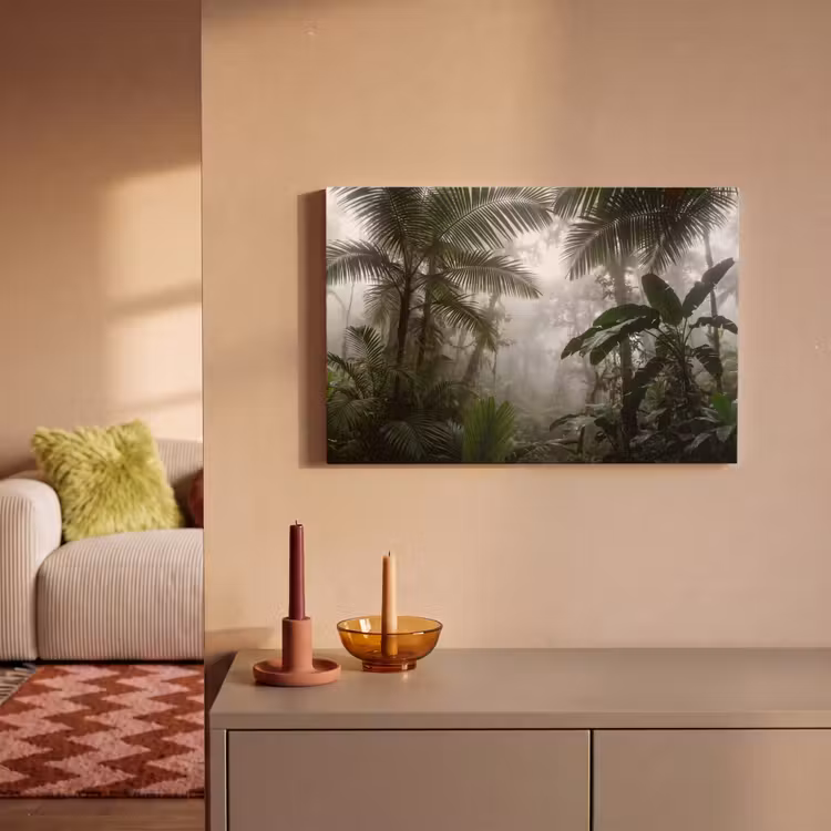 Natuur - Jungle - Mist - Groen - Bladeren canvas 2cm klein -sfeer1