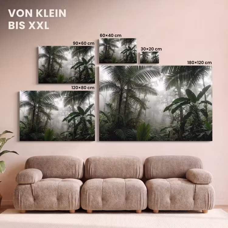 Natuur - Jungle - Mist - Groen - Bladeren canvas 2cm klein -Xsfeer8_DE