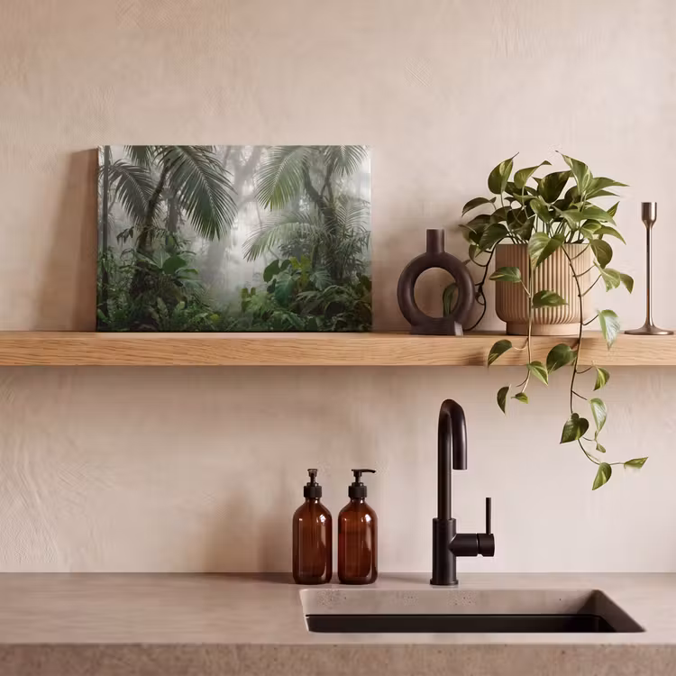 Natuur - Jungle - Mist - Tropisch - Groen canvas 2cm klein -sfeer3