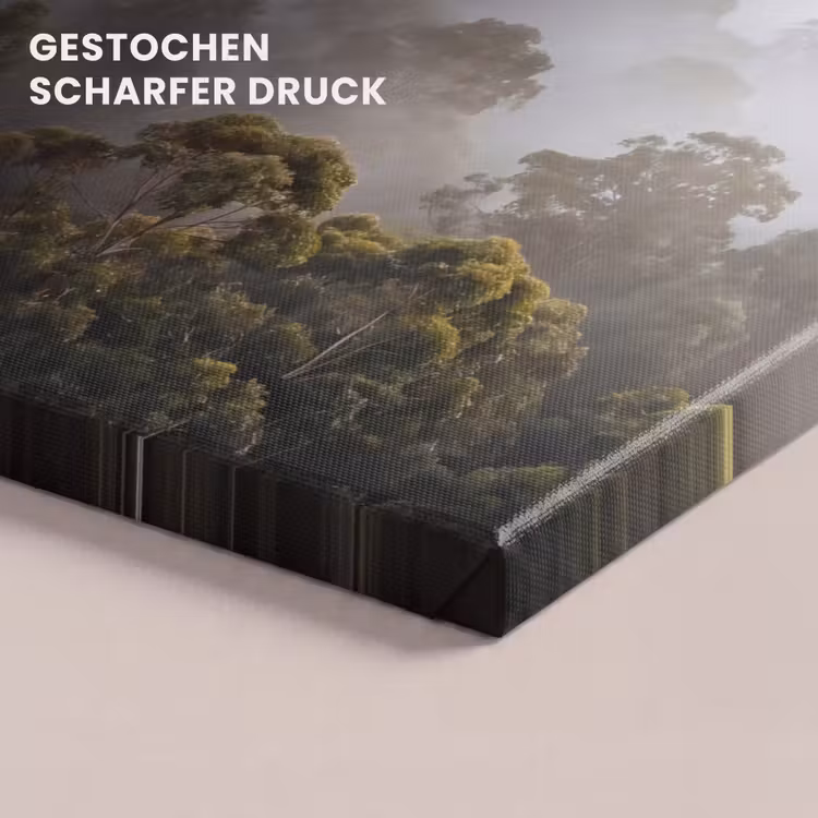 Natuur - Mist - Bos - Ochtend - Goud canvas 2cm klein -closeup_print_DE