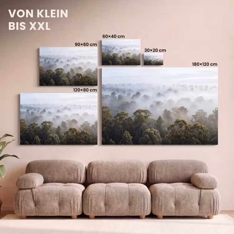 Natuur - Mist - Bos - Ochtend - Goud canvas 2cm klein -Xsfeer8_DE