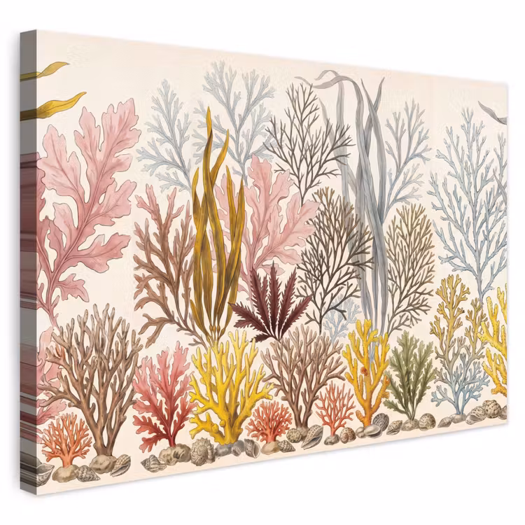 Natuur - Onderwater - Botanisch - Vintage - Kleurrijk canvas 2cm klein -3d