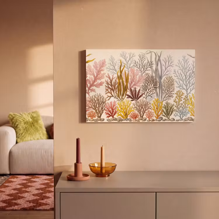 Natuur - Onderwater - Botanisch - Vintage - Kleurrijk canvas 2cm klein -sfeer1