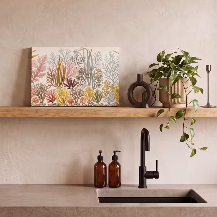 Natuur - Onderwater - Botanisch - Vintage - Kleurrijk canvas 2cm klein -sfeer3