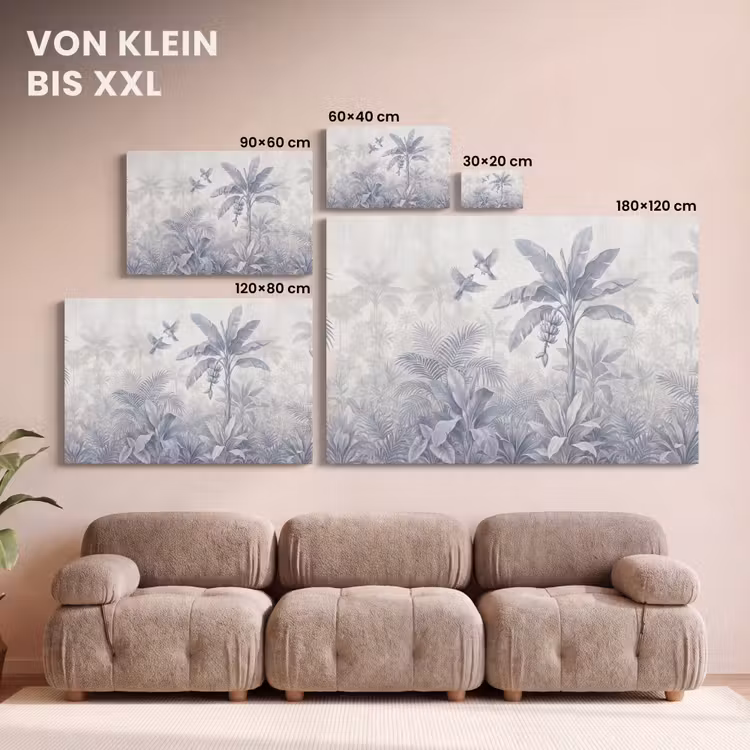Natuur - Vogel - Jungle - Illustratie - Blauw canvas 2cm klein -Xsfeer8_DE