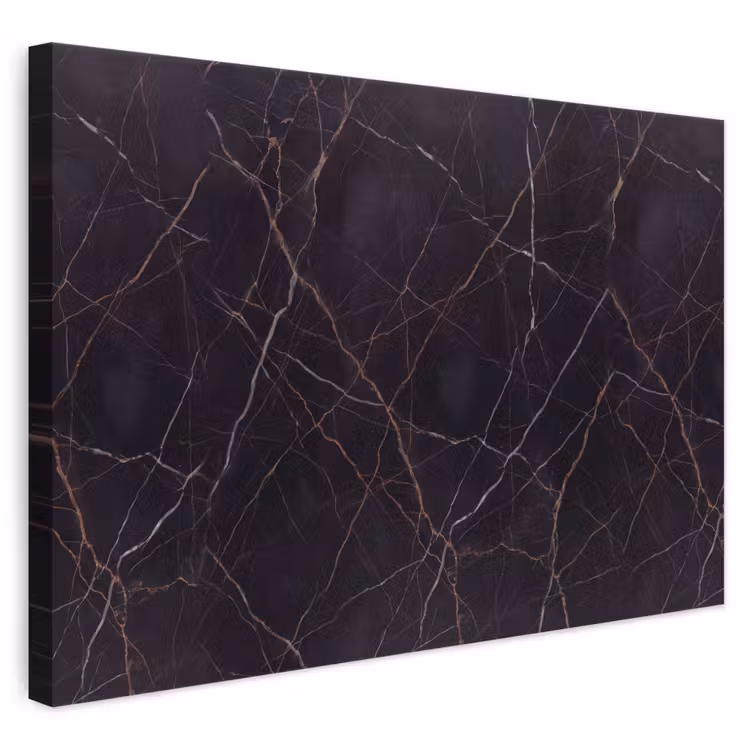 Natuursteen - Marmerpatroon - Abstract - Modern - Zwart - Goud canvas 2cm klein -3d