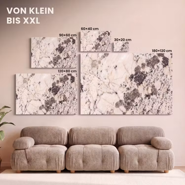 Natuursteen - Patroon - Abstract - Beige - Grijs canvas 2cm klein -Xsfeer8_DE