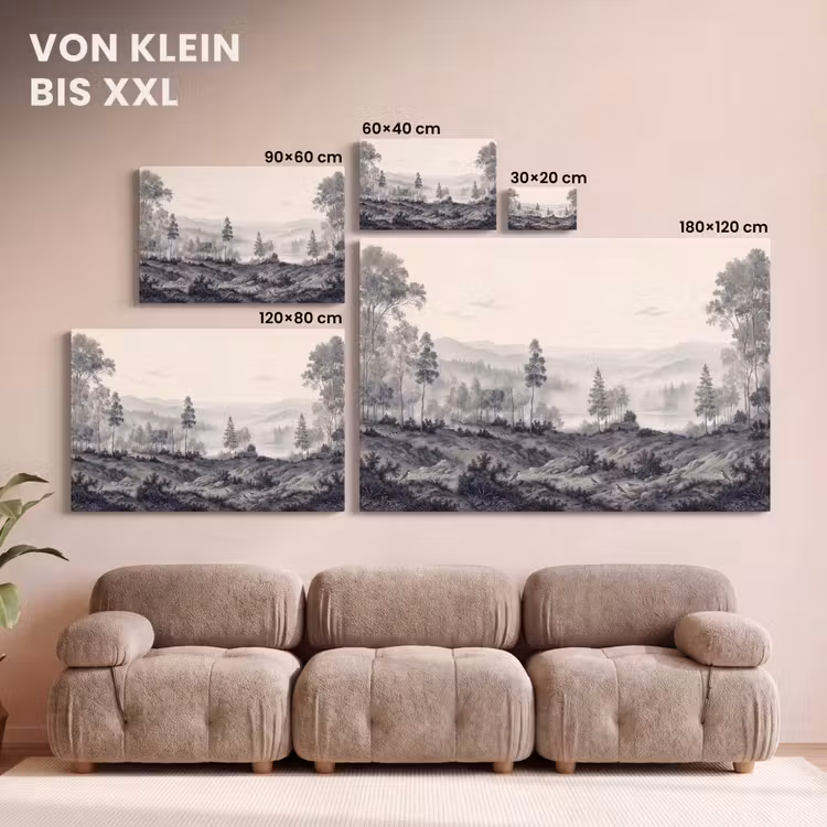 Mistig - Berglandschap - Illustratie canvas 2cm klein -Xsfeer8_DE
