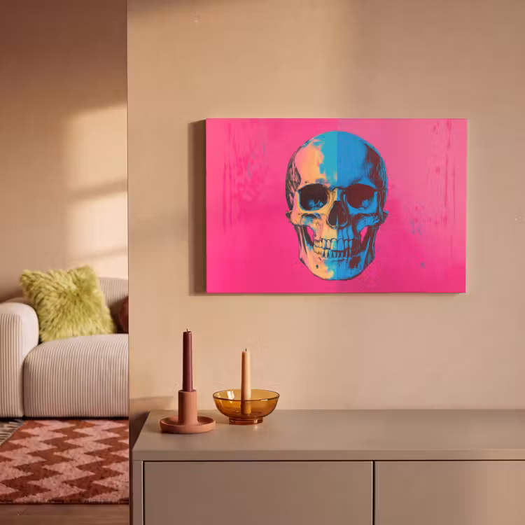 Neon - Blauw - Pop-art - Schedel canvas 2cm klein -sfeer1