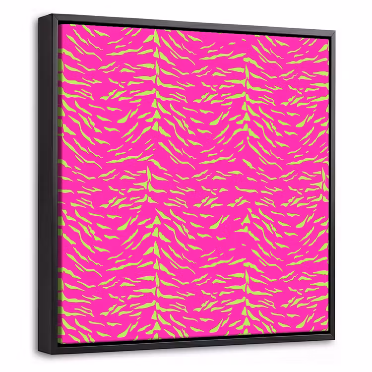Neon - Groen - Roze - Tijger Canvas met baklijst klein 1124 -threedimensional_3d_global