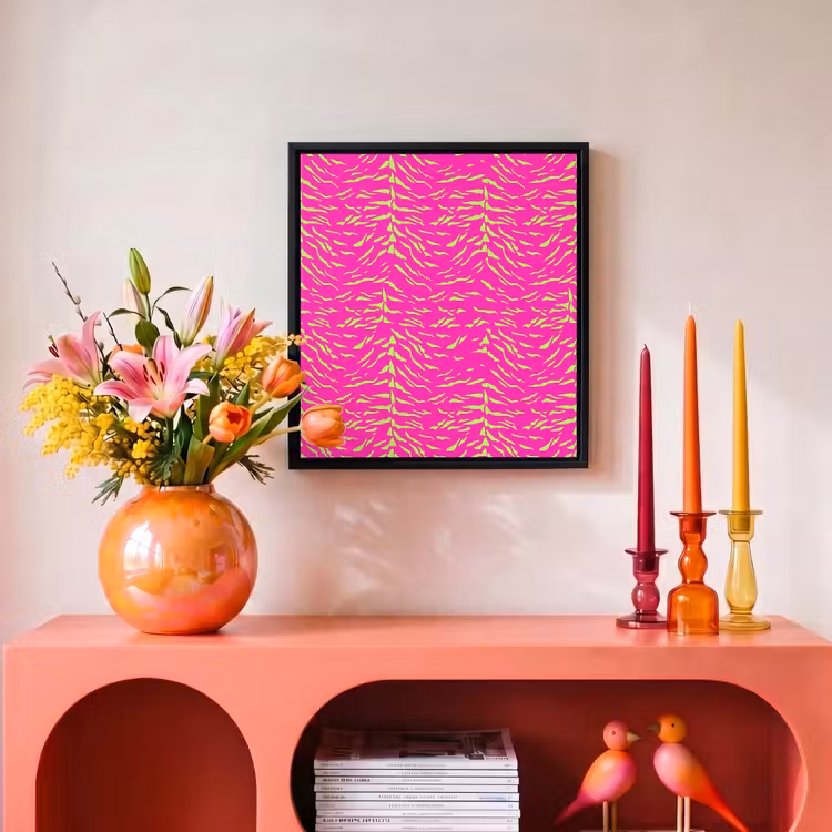 Neon - Groen - Roze - Tijger Canvas met baklijst klein 1124 -atmosphere_sfeer3_global