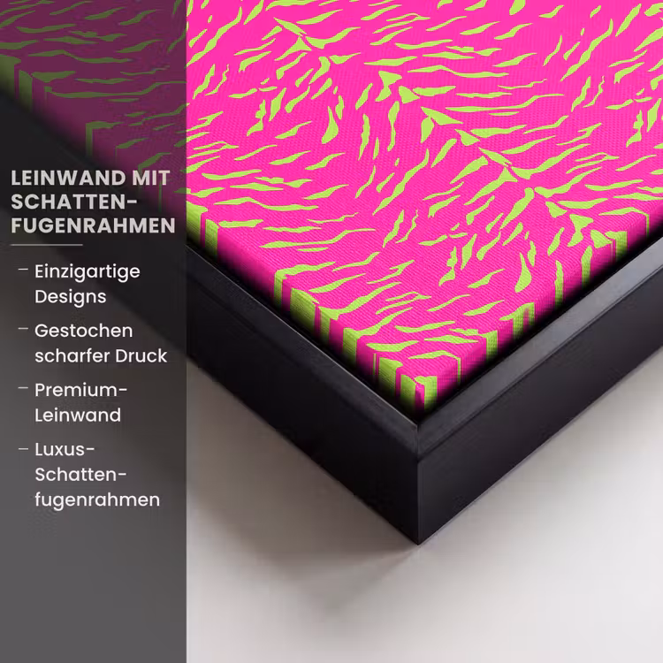 Neon - Groen - Roze - Tijger Canvas met baklijst klein 1124 -uniquesellingpoint_productkenmerken_DE