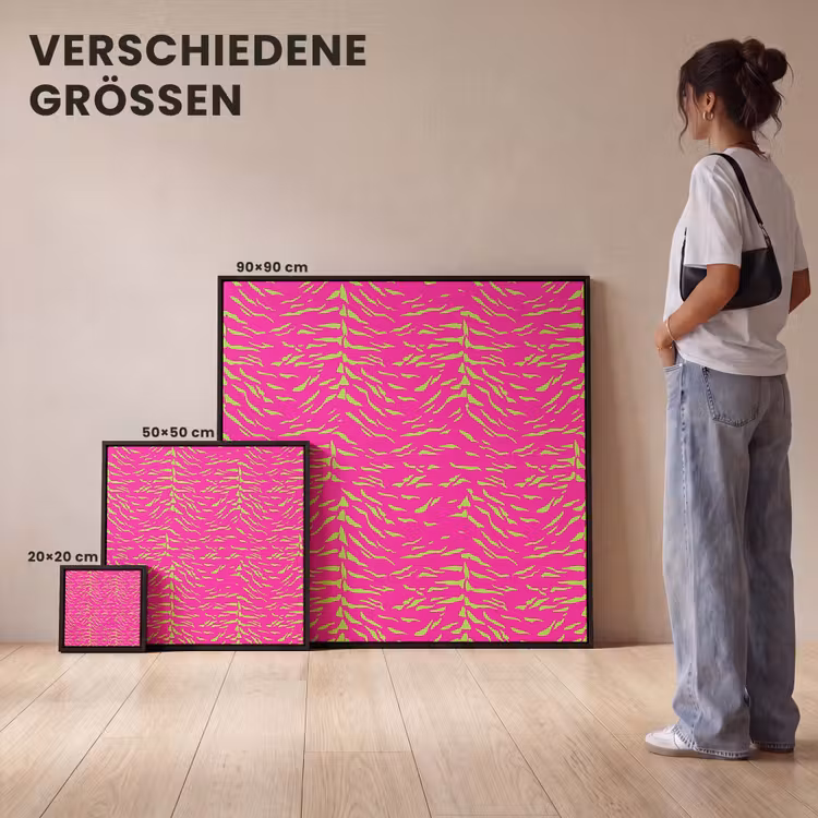 Neon - Groen - Roze - Tijger Canvas met baklijst klein 1124 -comparison_formatenoverzicht_DE