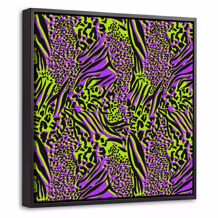 Neon - Paars - Dieren - Patroon Canvas met baklijst klein 1124 -threedimensional_3d_global