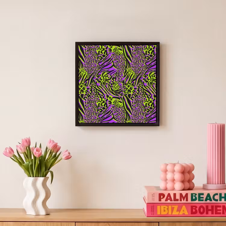 Neon - Paars - Dieren - Patroon Canvas met baklijst klein 1124 -atmosphere_sfeer1_global