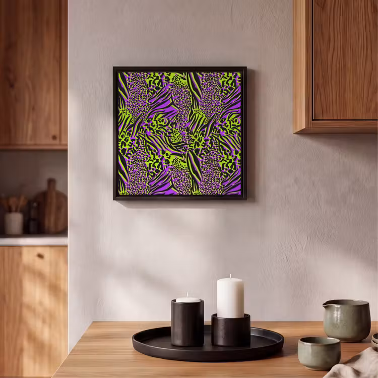 Neon - Paars - Dieren - Patroon Canvas met baklijst klein 1124 -atmosphere_sfeer2_global
