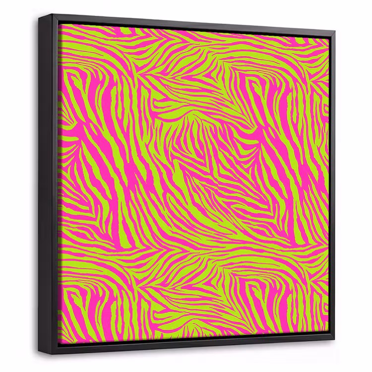 Neon - Zebra - Roze - Groen Canvas met baklijst klein 1124 -threedimensional_3d_global
