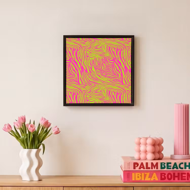 Neon - Zebra - Roze - Groen Canvas met baklijst klein 1124 -atmosphere_sfeer1_global