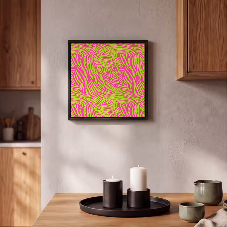 Neon - Zebra - Roze - Groen Canvas met baklijst klein 1124 -atmosphere_sfeer2_global