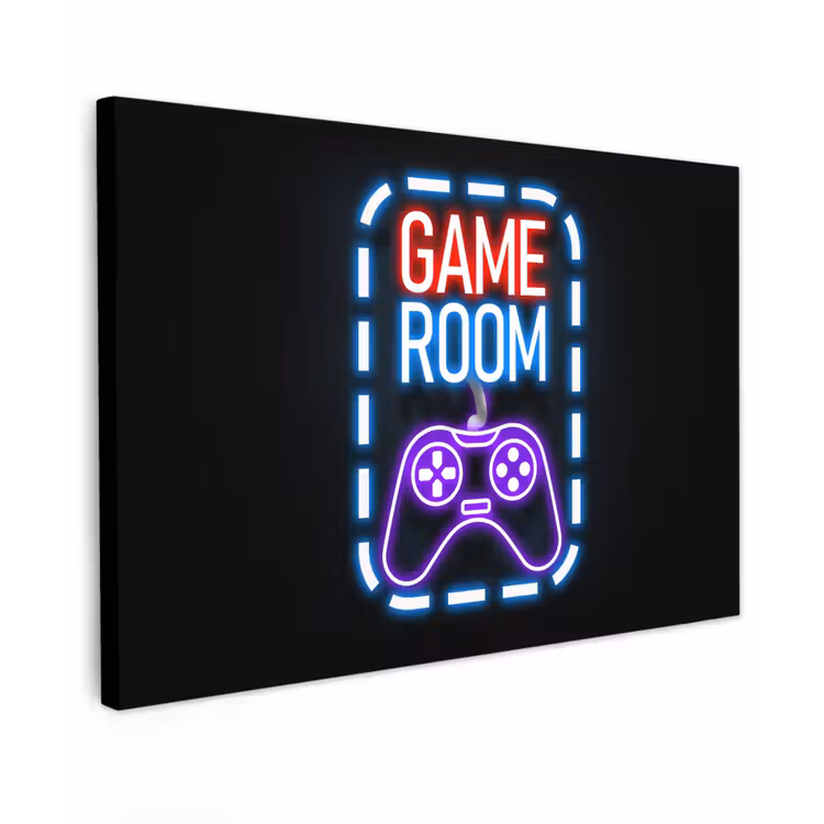 Neon - Quotes - Game room - Controller - Zwart canvas 2cm klein -z3d