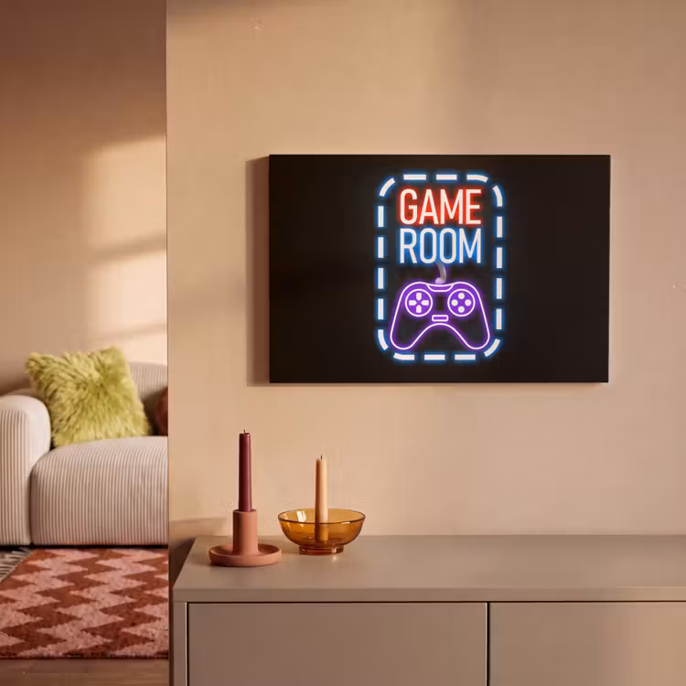Neon - Quotes - Game room - Controller - Zwart canvas 2cm klein -sfeer1