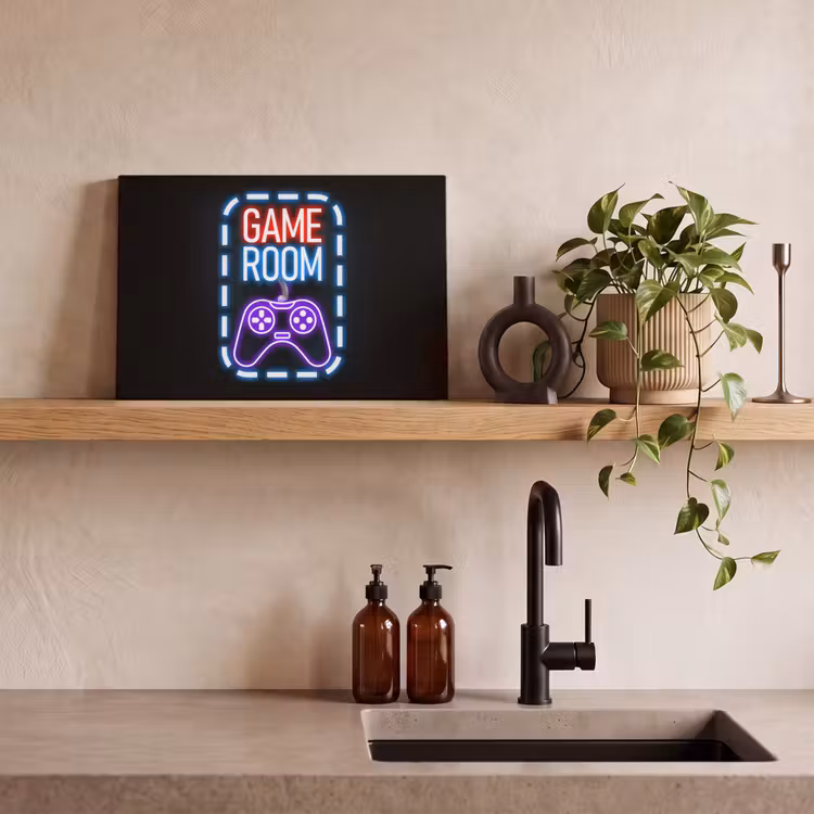 Neon - Quotes - Game room - Controller - Zwart canvas 2cm klein -sfeer6