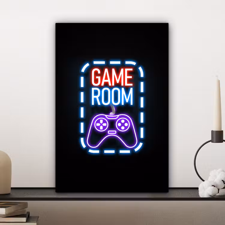 Neon - Quotes - Game room - Controller - Zwart canvas 2cm klein -closeup_print_DE
