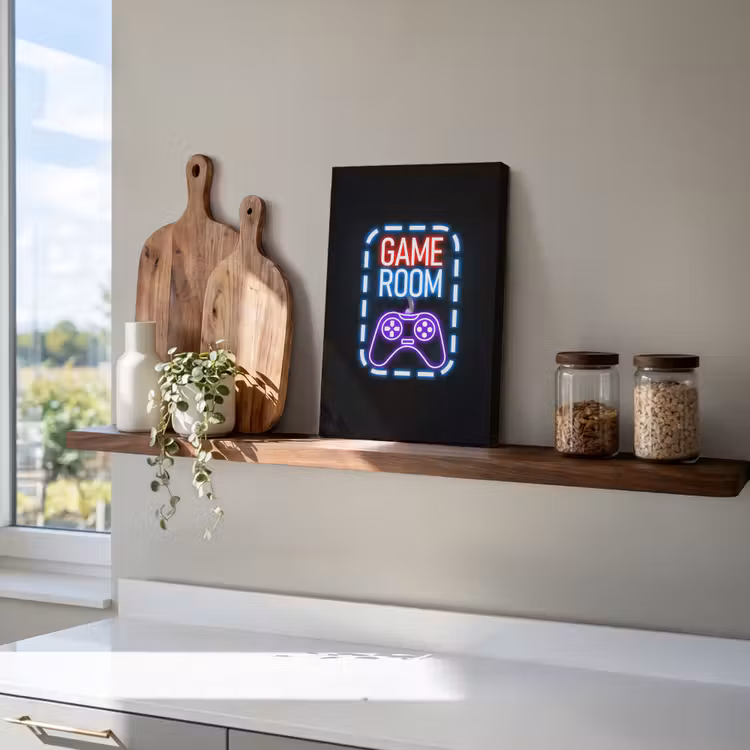 Neon - Quotes - Game room - Controller - Zwart canvas 2cm klein -uniquesellingpoint_afwerking-onlywow_DE