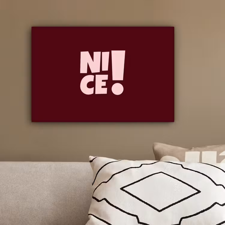 Nice - Uitroepteken - Rood canvas 2cm klein -sfeer3
