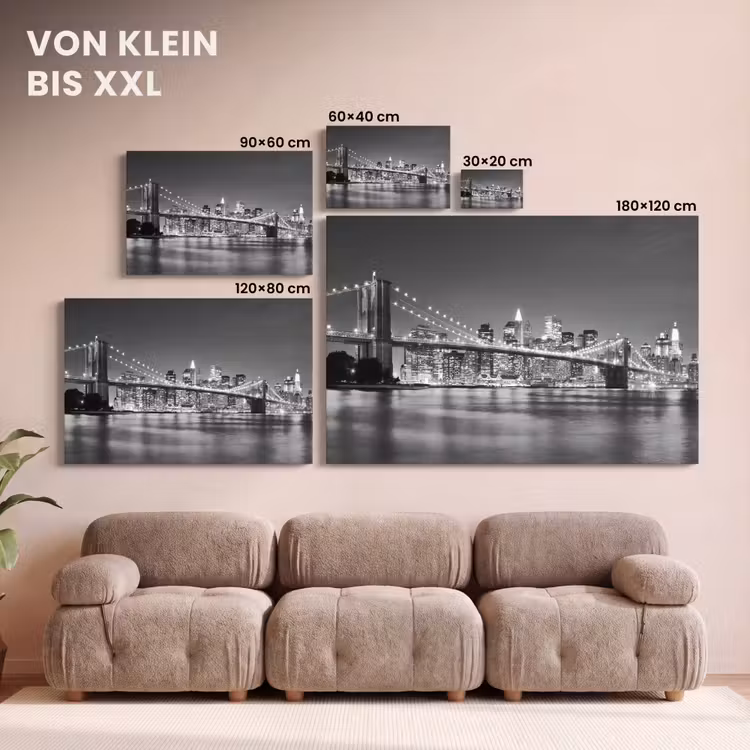 New York - Brug - Brooklyn - Zwart wit - Architectuur canvas 2cm klein -Xsfeer8_DE