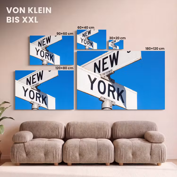 New York - Straatbord - Stad - Urban - Blauw canvas 2cm klein -Xsfeer8_DE
