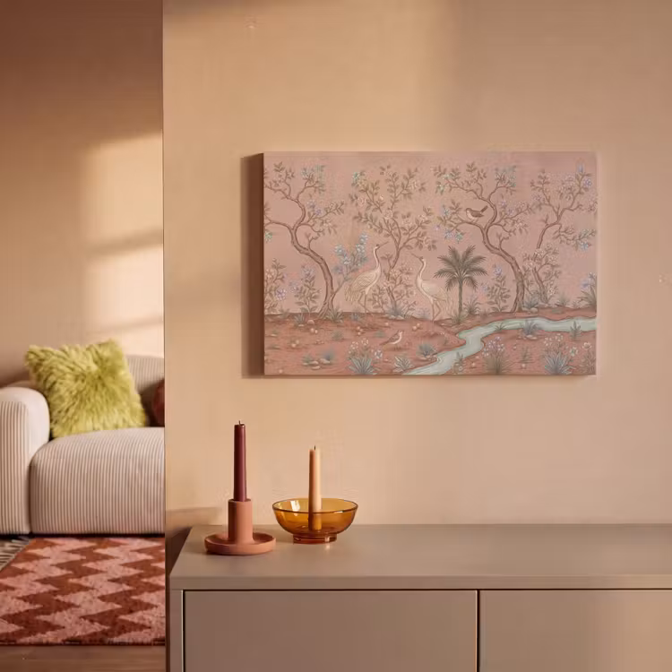 Nostalgisch - Reigers - Roze canvas 2cm klein -sfeer1
