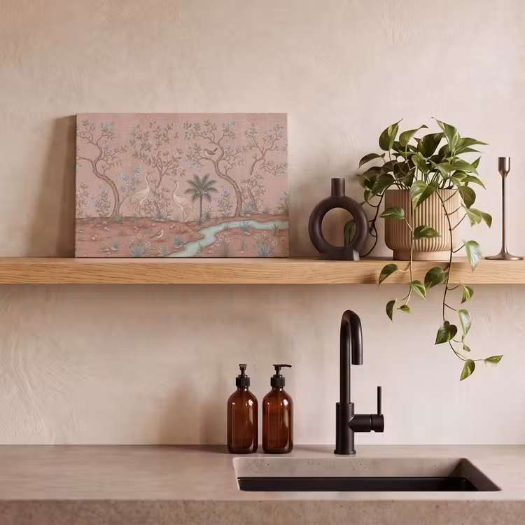 Nostalgisch - Reigers - Roze canvas 2cm klein -closeup_print_DE