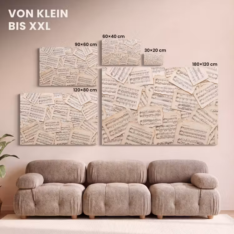 Bladmuziek - Oud - Noten - Vintage - Beige canvas 2cm klein -Xsfeer8_DE