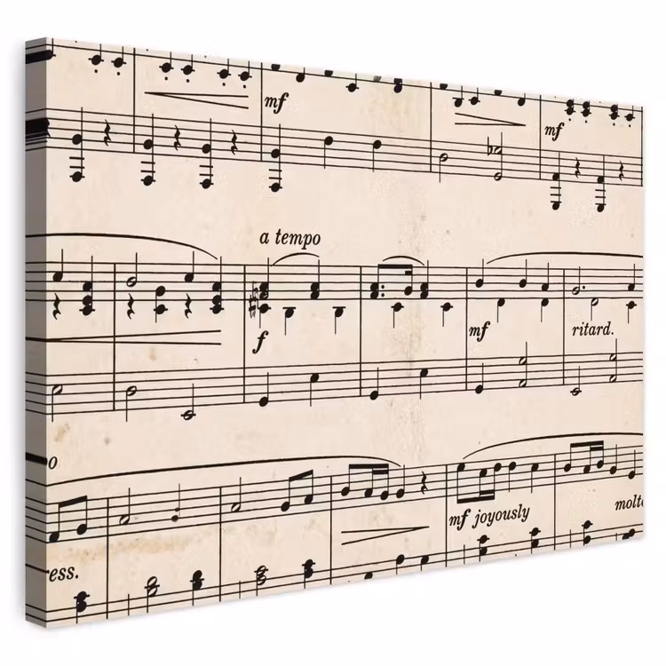 Muzieknotatie - Notenbalken - Kunst - Klassiek - Beige canvas 2cm klein -3d