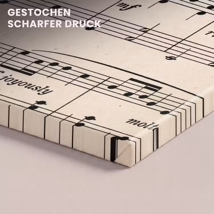 Muzieknotatie - Notenbalken - Kunst - Klassiek - Beige canvas 2cm klein -closeup_print_DE