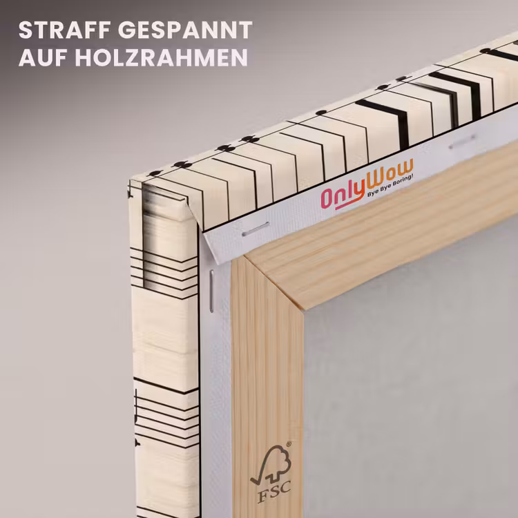 Muzieknotatie - Notenbalken - Kunst - Klassiek - Beige canvas 2cm klein -uniquesellingpoint_afwerking-onlywow_DE