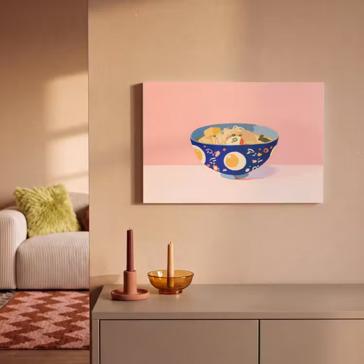 Noodles - Kom - Blauw - Illustratie canvas 2cm klein -sfeer1