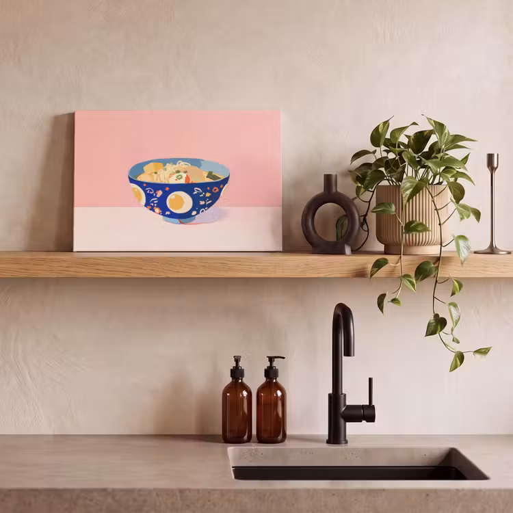 Noodles - Kom - Blauw - Illustratie canvas 2cm klein -sfeer6