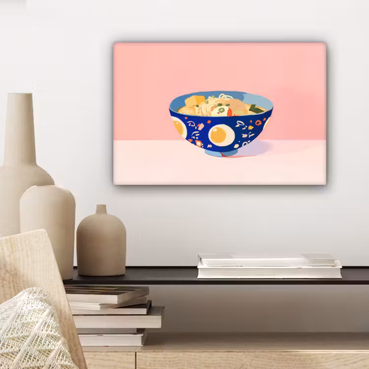 Noodles - Kom - Blauw - Illustratie canvas 2cm klein -closeup_print_DE