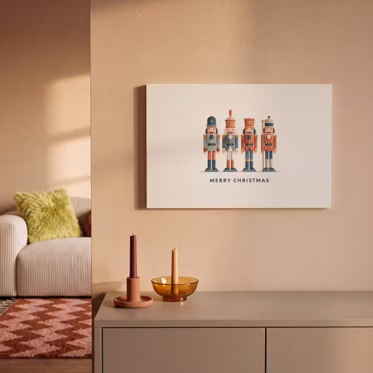 Notenkrakers - Minimalistisch - Kerst - Beige canvas 2cm klein -sfeer1