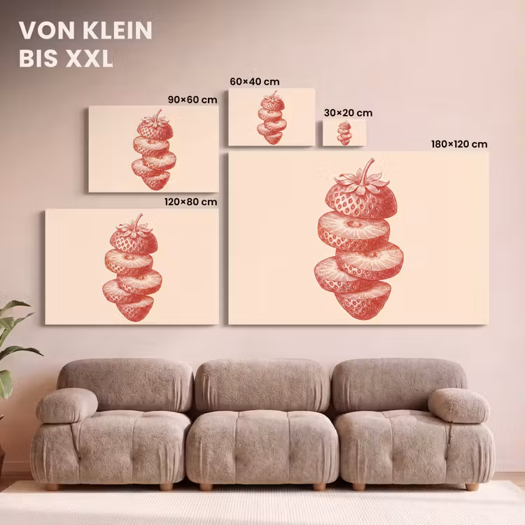 Fruit - Gesneden - Illustratie - Rood - Vintage canvas 2cm klein -Xsfeer8_DE