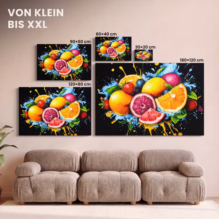 Fruit - Graffiti - Kleurrijk - Sinaasappel - Aardbei - Abstract canvas 2cm klein -Xsfeer8_DE