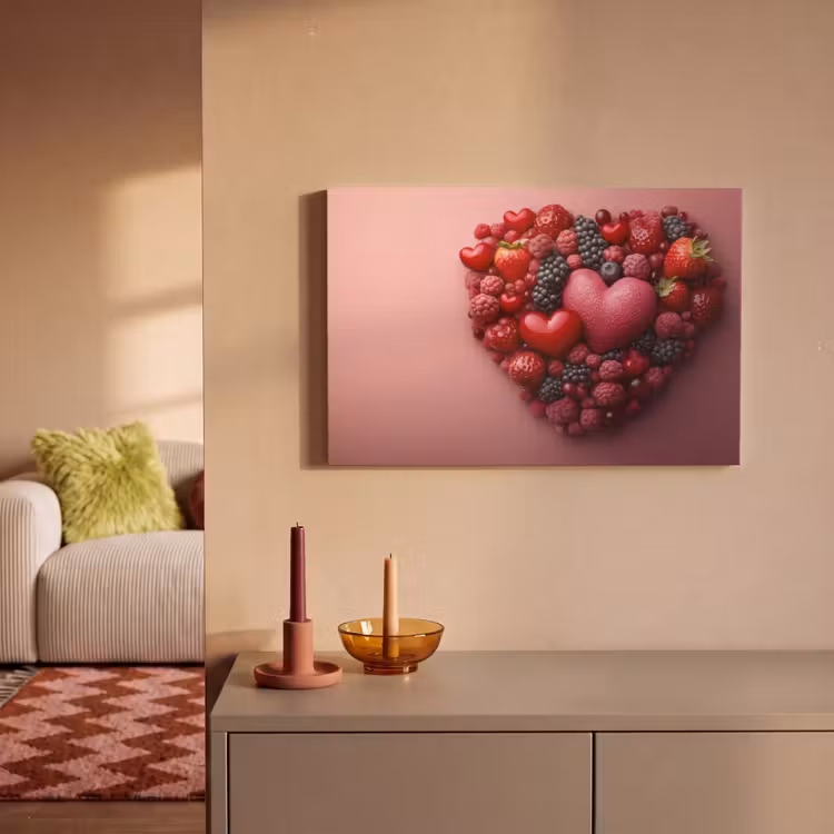 Fruit - Hartjes - Aardbeien - Frambozen - Bosbessen canvas 2cm klein -sfeer1
