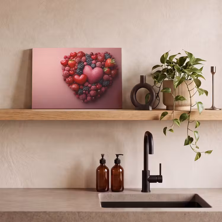 Fruit - Hartjes - Aardbeien - Frambozen - Bosbessen canvas 2cm klein -sfeer3