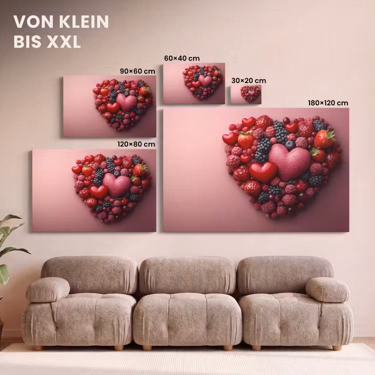 Fruit - Hartjes - Aardbeien - Frambozen - Bosbessen canvas 2cm klein -Xsfeer8_DE