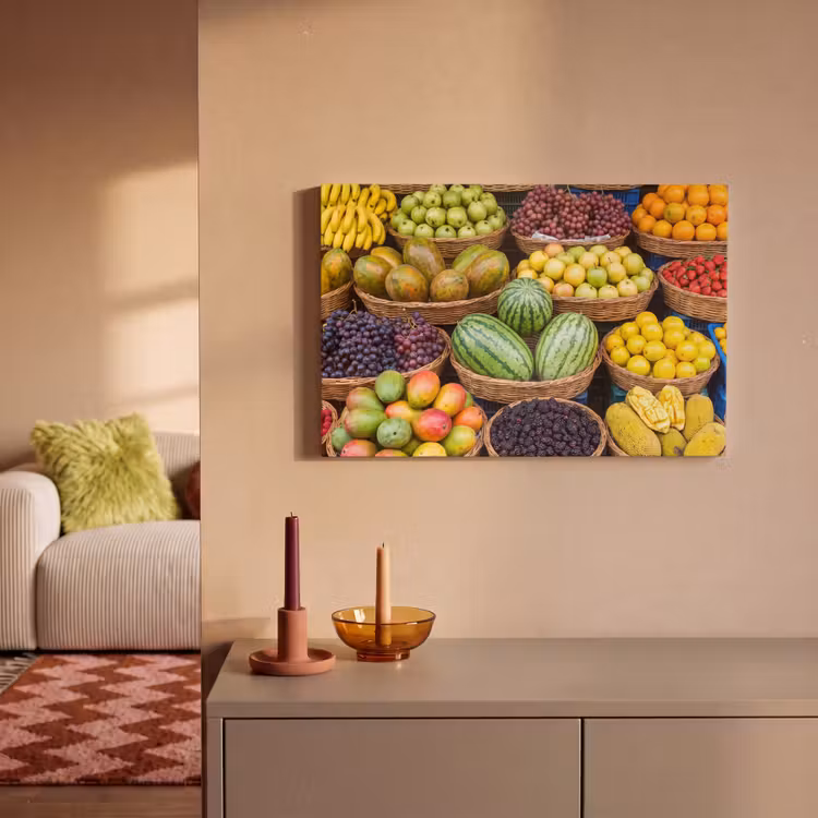 Leinwandbild - Obst – Markt – Bunt - Fruit - Markt - Kleurrijk canvas 2cm klein