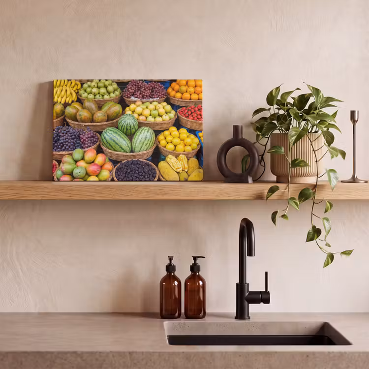 Leinwandbild - Obst – Markt – Bunt - Fruit - Markt - Kleurrijk canvas 2cm klein