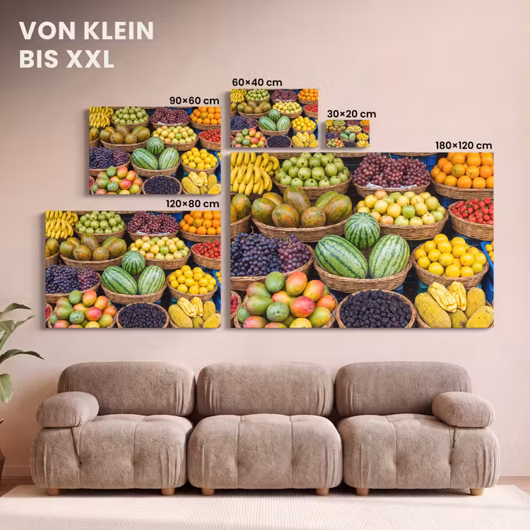 Leinwandbild - Obst – Markt – Bunt - Fruit - Markt - Kleurrijk canvas 2cm klein
