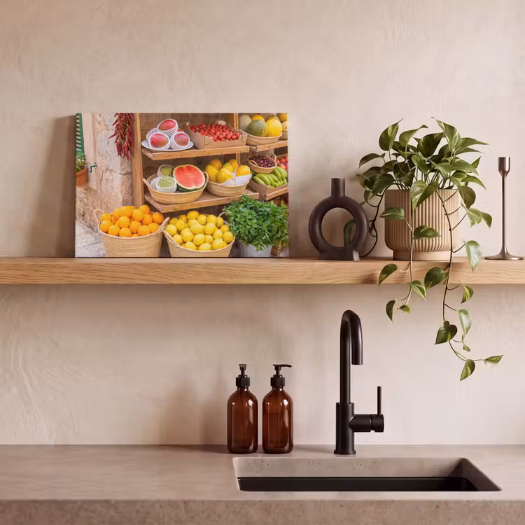 Leinwandbild - Obst – Markt – Frisch - Fruit - Markt - Vers canvas 2cm klein